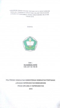 Hubungan pengetahuan tentang gaya hidup dengan perilaku penderita Hipertensi dalam pencegahan Stroke di Puskesmas Singkawang Selatan tahun 2015. Hafiz, Muhammad
Singkawang : Poltekkes Kemenkes Pontianak, 2015. 72 hal