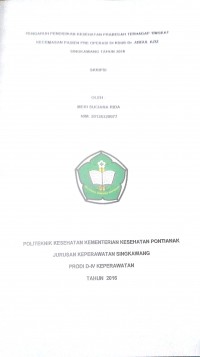 Pengaruh Pendidikan Kesehatan Prabedah Terhdapa Tingkat Kecemasan Pasien Pre Operasi Di RSUD Dr. Abdul Aziz Singkawang Tahun 2016 / Meri Suciana Rida.-- Singkawang : PoltekkesKemenkes Pontianak JurusanKeperawatan, 2016.- 84 p