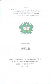 Hubungan Pengetahuan Pasien Skabies Tentang Personal Higiene Terhadap Kejadian Skabies Di Wilayah Kerja Puskesmas Telaga Biru Kecamatan Pontianak Utara Tahun 2017 / Agustianda.-- Singkawang : Poltekkes Kemenkes Pontianak Jurusan Keperawatan, 2017.- 41 p