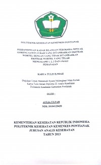 PERBANDINGAN KADAR BILANGAN PEROKSIDA MINYAK GORENG SAWIT CURAH YANG DITAMBAHKAN EKSTRAK WORTEL DENGAN YANG TIDAK DITAMBAHKAN EKSTRAK WORTEL YANG TELAH MENGALAMI 1, 2, 3 DAN 4 KALI PEMANASAN