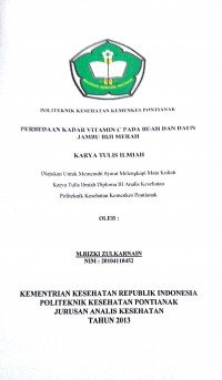 Efektifitas Cascade Aerator dalam menurunkan kadar Chemical Oxygen Demand (COD) pada air limbah tahu di Kota Pontianak tahun 2014. Hidayati, Fitria
Pontianak : Poltekkes Kemenkes Pontianak, 2015. 62 Hal