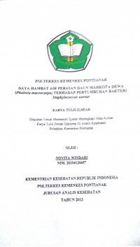 Hubungan factor debu terhirup dengan gangguan fungsi Paru pada pekerja Pabrik Penggilingan Padi di Kecamatan Bengkayang. Juliyadi, Hendra
Pontianak : Poltekkes Kemenkes Pontianak, 2015. 36 Hal