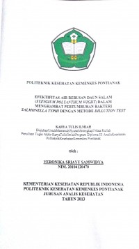 Gambaran pengelolaan limbah cair di Rumah Sakit Syarif Mohamad Alkadrie Kota Pontianak tahun 2015. Faturrahman, Rizal
Pontianak : Poltekkes Kemenkes Pontianak, 2015. 62 Hal