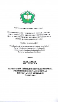 Pengaruh waktu pemeriksaan terhadap hasil Laju Endap Darah (LED) dengan menggunakan alat otomatis Metode Modifikasi Westergren di RSUD dr. Soedarso Pontianak