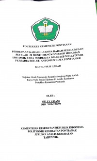 Perbedaan kadar glukosa darah sebelum dan setelah 30 menit mengkomsumsi minuman isotonic pada penderita Diabetes Mellitus di Persadia RSU. ST. Antonius Kota Pontianak.