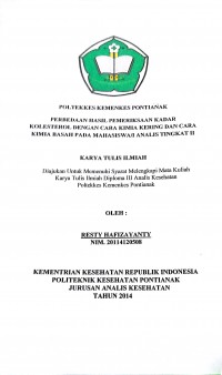 Gambaran Tingkat Kepadatan Lalat Di Wilayah Kerja Puskesmas Teluk Melano Kabupaten Kayong Utara 2016 / Eka Juliantini.-- Pontianak : PoltekkesKemenkes Pontianak JurusanKesehatanLingkungan, 2016.- 46 p