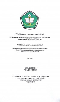 Faktor-faktor Yang Berhubungan Dengan Penimbangan Balita (D/S) Di Posyandu Desa Baya Betung Wilayah Kerja Puskesmas Pandan Kecamatan Sungai Tebelian Kabupaten Sintang / Ellys Nurmaida Silalahi.--  Pontianak : Politeknik Kesehatan Kemenkes Pontianak Jurusan Gizi, 2015.- 52 Hal