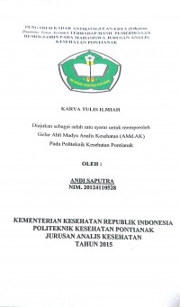 Gambaran Pengelolaan Limbah Cair Di Puskesmas Rawat Jalan Kelurahan Terusan Mempawah Hilir / Ratih Wijayanti.-- Pontianak :PoltekkesKemenkes Pontianak JurusanKesehatanLingkungan, 2016.- 39 p