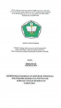 Gambaran Higiene Sanitasi Pengelolaan Makanan Di Rumah Sakit Umum YARSI 2016 / Wendi Wulandari.-- Pontianak : PoltekkesKemenkes Pontianak JurusanKesehatanLingkungan, 2016.- 49 p