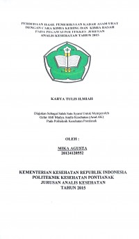 Gambaran Pengolahan Limbah Cair Di Puskesmas  Siantan Hilir Kecamatan Pontianak Utara 2016 / Pratiwi, Debi Nindia.-- Pontianak : PoltekkesKemenkes Pontianak JurusanKesehatanLingkungan, 2017.- 56 p