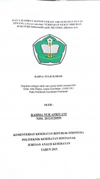 Gambaran Pengetahuan, Peran Tokoh Masyarakat (RT/RW) Tenaga Kesehatan Terhadap Perilaku Ibu Dalam Pemcagahan DBD Di Wilayah Kerja Puskesmas Alianyang 2017 Putri, Febyola Aulia.-- Pontianak : PoltekkesKemenkes Pontianak JurusanKesehatanLingkungan, 2017.- 67 p