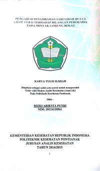 Gambaran Kondisi Fisik Rumah Penderita Tuberculosis Paru Di Wilayah Kerja UPK Puskesmas Pal Tiga 2016 / Indraswari, Rizalita.-- Pontianak : PoltekkesKemenkes Pontianak JurusanKesehatanLingkungan, 2017.- 62 p