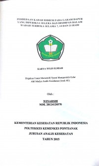 Pelaksanaan Program Usaha Kesehatan Gigi Sekolah (UKGS) Pada Puskesmas Di Kota Pontianak / Nani Pebriani.-- Pontianak : Poltekkes Kemenkes Pontianak Jurusan Keperawatan Gigi, 2015.- 36 p