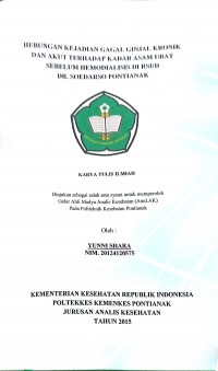 Gambaran Umum Sisa Makanan Dan Status Gizi Pada Pasien Hipertensi Yang Menerima Diet Rendah Garam Di Rumah Sakit Sultan Syarif Mohamad Alkadrie Pontianak / Isabelita Welviana.--  Pontianak : PoliteknikKesehatanKemenkes Pontianak JurusanGizi, 2016.- 53 Hal