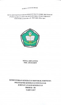 Pengaruh Konsentrasi Perasan Daun Jambu Biji Merah (Psidium guajava L) Dalam Menghambat Pertumbuhan Bakteri Escherichia coli Metode Dilusi Agar / Ariyantini, Novia.-- Pontianak : PoltekkesKemenkes Pontianak JurusanAnalis Kesehatan, 2017.- 44 p