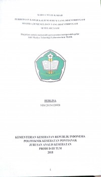 Perbedaan Kadar Kalium Serum Yang Disentrifugasi Segera (30 menit) Dan Yang Disentrifugasi Setelah 2 Jam / Herlina.-- Pontianak : PoltekkesKemenkes Pontianak JurusanAnalis Kesehatan, 2018.- 39p