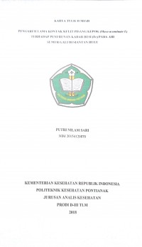 Pengaruh Lama Kontak Kulit Pisang Kepok (Musa acuminate L) Terhadap Penurunan Kadar Besi (Fe) Pada Air Sumur Gali Di Siantan Hulu / Sari, Putri Nilam.-- Pontianak : PoltekkesKemenkes Pontianak JurusanAnalis Kesehatan, 2018.- 47p