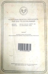 KEPUTUSAN MENTERI PARIWISATA POS DAN TELEKOMUNIKASI