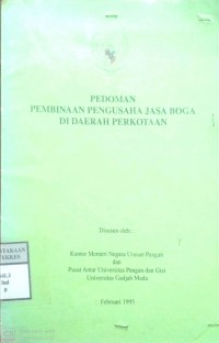 PEDOMAN PEMBINAAN PENGUSAHA JASA BOGA DI DAERAH PERKOTAAN