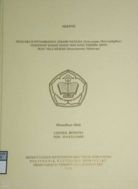 PENGARUH PENAMBAHAN JERAMI NANGKA (Artocarpus Heterophyllus) TERHADAP KADAR SERAT DAN DAYA TERIMA ABON IKAN NILA MERAH (Oreochromis Niloticus)